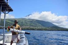 Mike Incze of NUWC deploying his Iver off of Pico island.